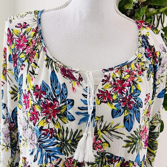 Time & Tru Floral Boho Hippie Lightweight Flowy Dress - Size XL 16/18 - Picture 2 of 9